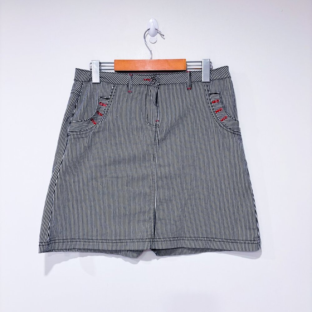 GRENIER Navy & White Striped Skirt – Casual Stretch‎ Cotton | Size 9 *
